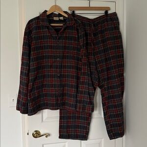 L.L. Bean plaid flannel pajamas matching set top bottom XXL men’s